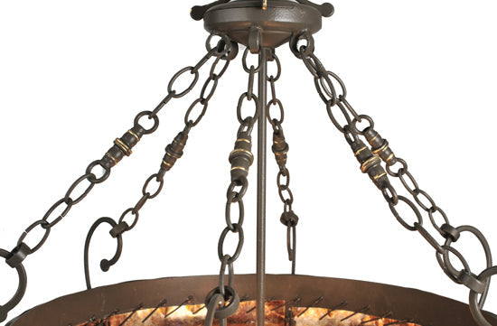 Meyda Lighting Old London 26" 3-Light Timeless Bronze Inverted Pendant Light With Amber Mica Shade Glass