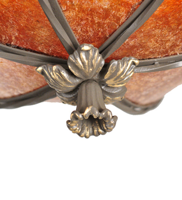 Meyda Lighting Old London 26" 3-Light Timeless Bronze Inverted Pendant Light With Amber Mica Shade Glass