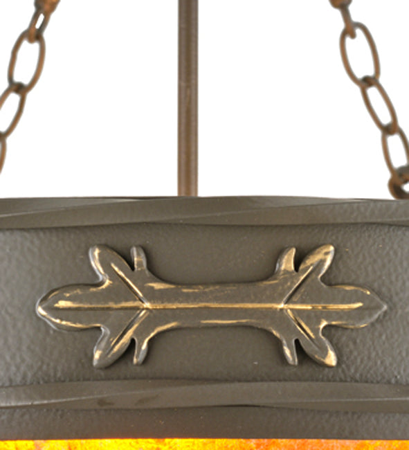 Meyda Lighting Old London 26" 3-Light Timeless Bronze Inverted Pendant Light With Amber Mica Shade Glass