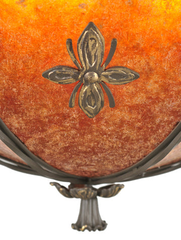 Meyda Lighting Old London 26" 3-Light Timeless Bronze Inverted Pendant Light With Amber Mica Shade Glass