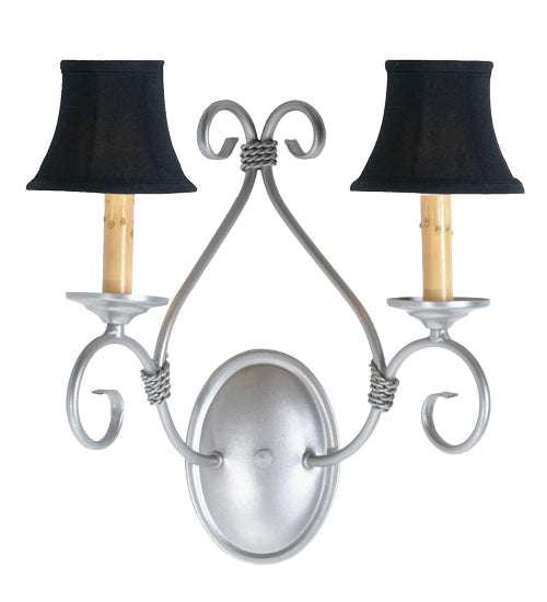 Meyda Lighting Olivia 194344 14" 2-Light Pewter Wall Sconce With Black Textrene Shade