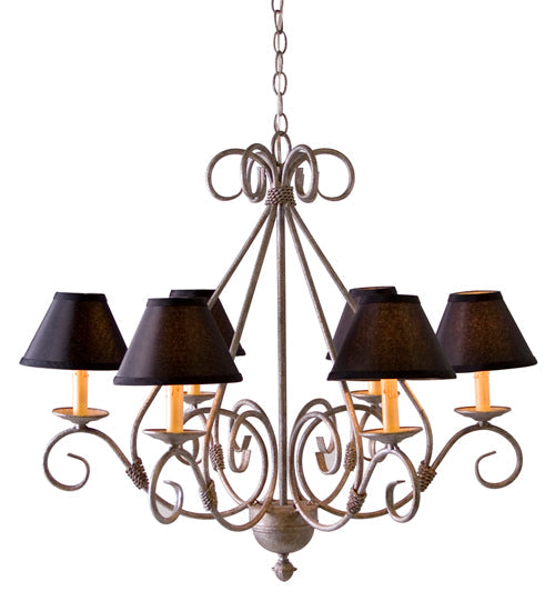 Meyda Lighting Olivia 30" 6-Light Pompeii Gold Chandelier With Black Textrene Shade