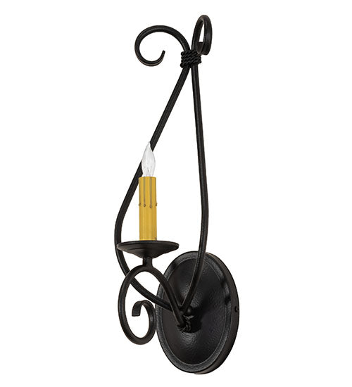 Meyda Lighting Olivia 6" Black Satin Wrought Iron Wall Sconce With Ivory Faux Candlelight