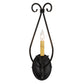 Meyda Lighting Olivia 6" Black Satin Wrought Iron Wall Sconce With Ivory Faux Candlelight