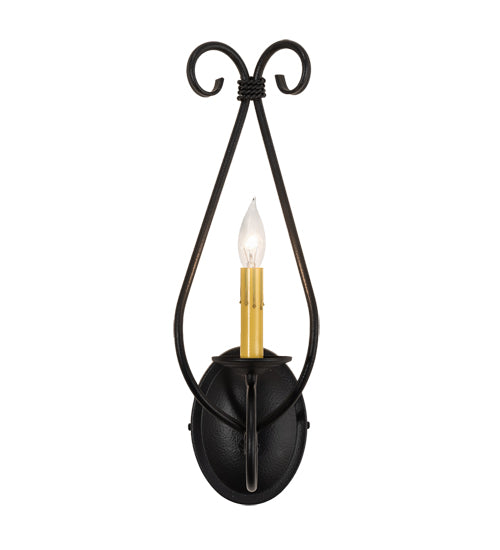 Meyda Lighting Olivia 6" Black Satin Wrought Iron Wall Sconce With Ivory Faux Candlelight