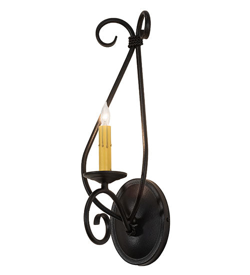 Meyda Lighting Olivia 6" Black Satin Wrought Iron Wall Sconce With Ivory Faux Candlelight