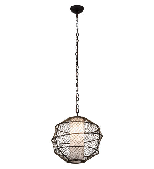 Meyda Lighting Omaro Poto 16" Oil Rubbed Bronze Pendant Light With White Shade Glass