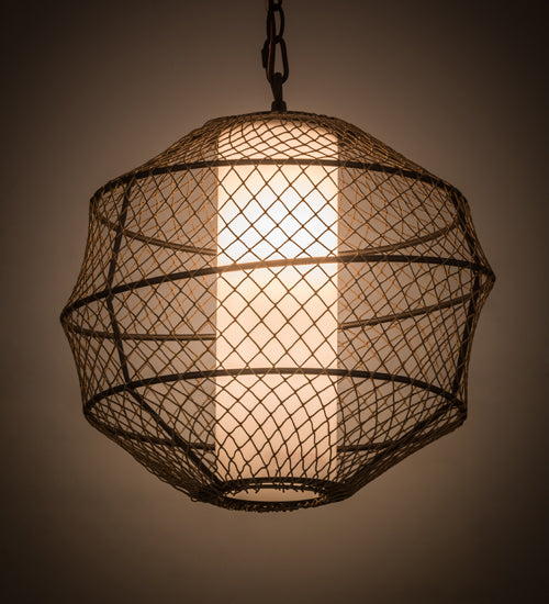 Meyda Lighting Omaro Poto 16" Oil Rubbed Bronze Pendant Light With White Shade Glass