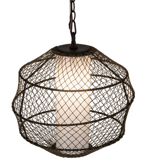 Meyda Lighting Omaro Poto 16" Oil Rubbed Bronze Pendant Light With White Shade Glass
