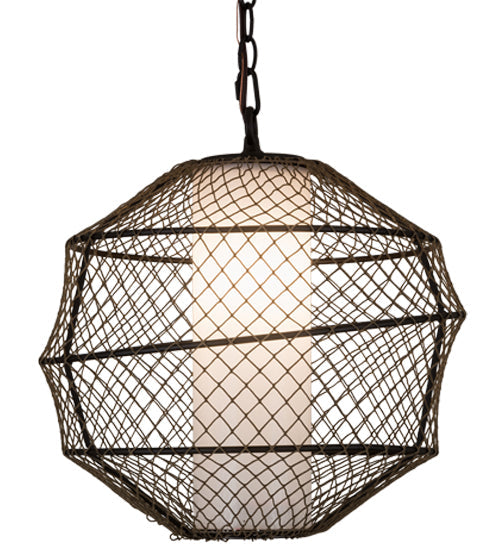 Meyda Lighting Omaro Poto 16" Oil Rubbed Bronze Pendant Light With White Shade Glass