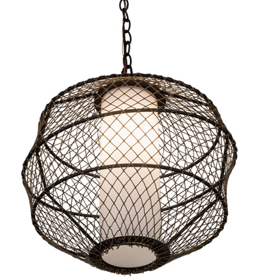 Meyda Lighting Omaro Poto 16" Oil Rubbed Bronze Pendant Light With White Shade Glass