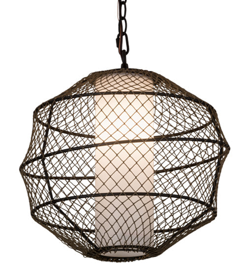 Meyda Lighting Omaro Poto 16" Oil Rubbed Bronze Pendant Light With White Shade Glass