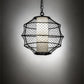 Meyda Lighting Omaro Poto 16" Solar Black Pendant Light With White Statuario Idalight & Black Net Shade
