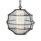 Meyda Lighting Omaro Poto 16" Solar Black Pendant Light With White Statuario Idalight & Black Net Shade