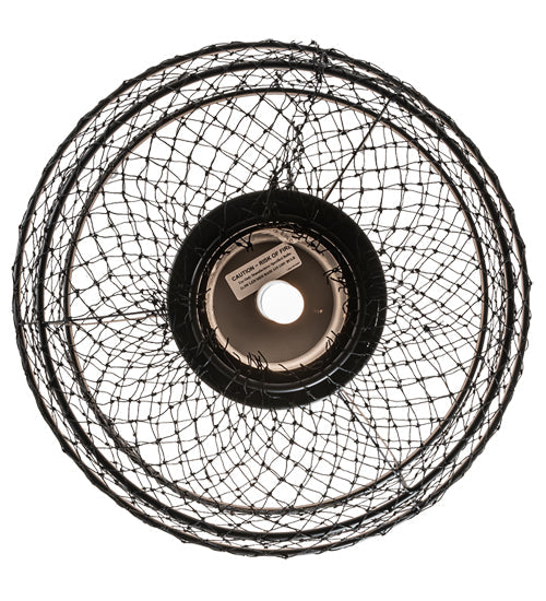 Meyda Lighting Omaro Poto 16" Solar Black Pendant Light With White Statuario Idalight & Black Net Shade
