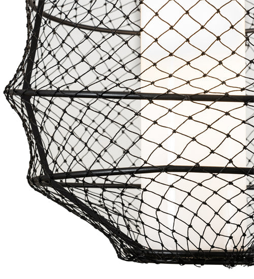 Meyda Lighting Omaro Poto 16" Solar Black Pendant Light With White Statuario Idalight & Black Net Shade