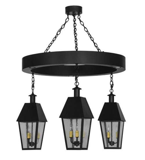 Meyda Lighting Oneida 42" 12-Light Flat Black Lantern Chandelier With Clear Rainstone Idalight Shade Glass