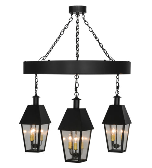 Meyda Lighting Oneida 42" 12-Light Flat Black Lantern Chandelier With Clear Rainstone Idalight Shade Glass
