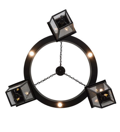 Meyda Lighting Oneida 42" 12-Light Flat Black Lantern Chandelier With Clear Rainstone Idalight Shade Glass