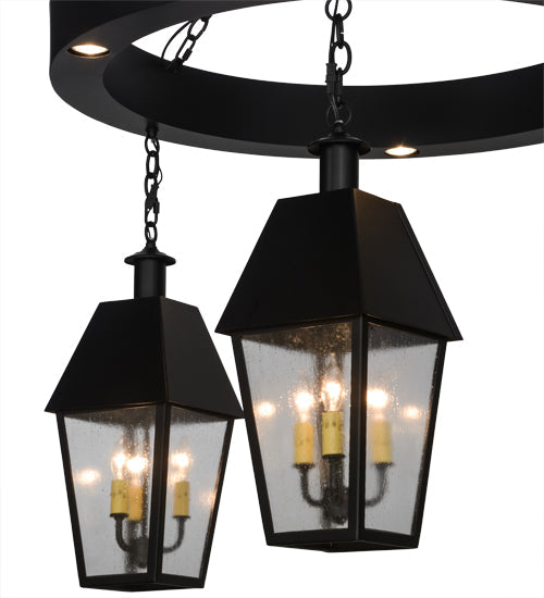 Meyda Lighting Oneida 42" 12-Light Flat Black Lantern Chandelier With Clear Rainstone Idalight Shade Glass