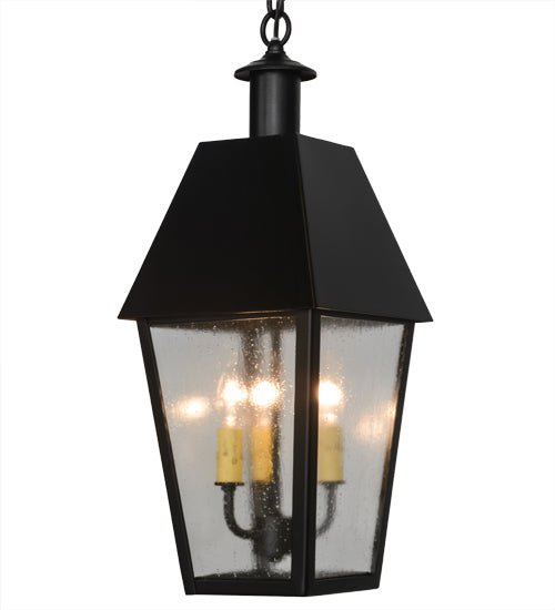Meyda Lighting Oneida 42" 12-Light Flat Black Lantern Chandelier With Clear Rainstone Idalight Shade Glass