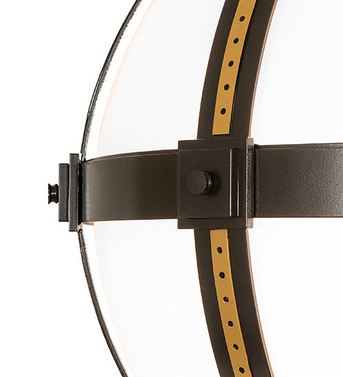 Meyda Lighting Orbital 23" Oil Rubbed Bronze & Goldtastic Outdoor Pier Mount Light With White Statuario Idalight Shade