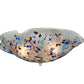 Meyda Lighting Organic Festival 18" 3-Light White Flush Mount Light With Blue & Purple Flakes Shade Glass