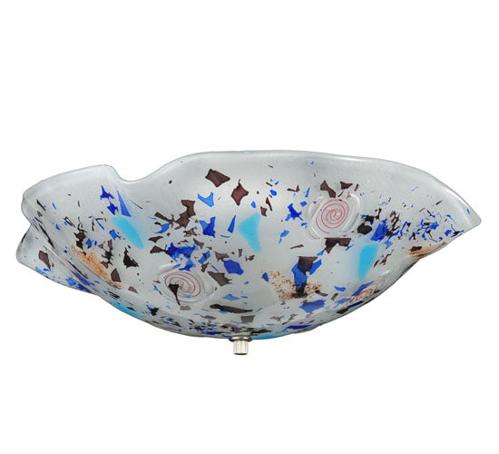 Meyda Lighting Organic Festival 18" 3-Light White Flush Mount Light With Blue & Purple Flakes Shade Glass