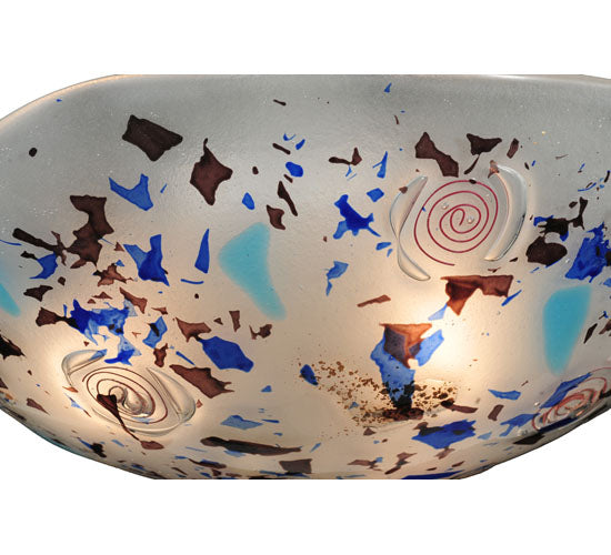 Meyda Lighting Organic Festival 18" 3-Light White Flush Mount Light With Blue & Purple Flakes Shade Glass