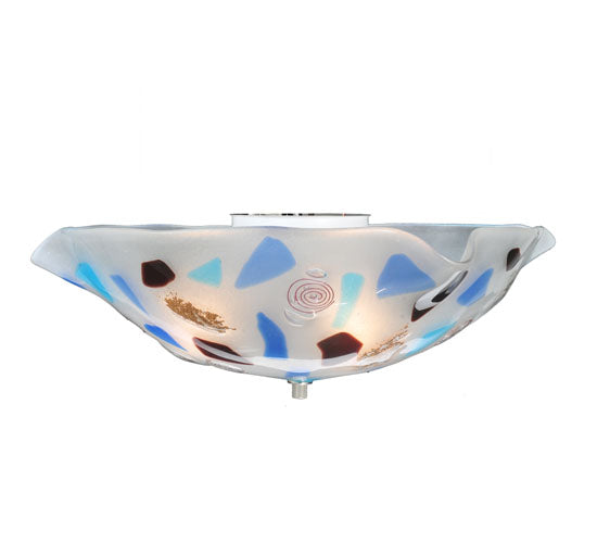 Meyda Lighting Organic Festival 18" 3-Light White Flush Mount Light With Multi-Colored Shade Glass