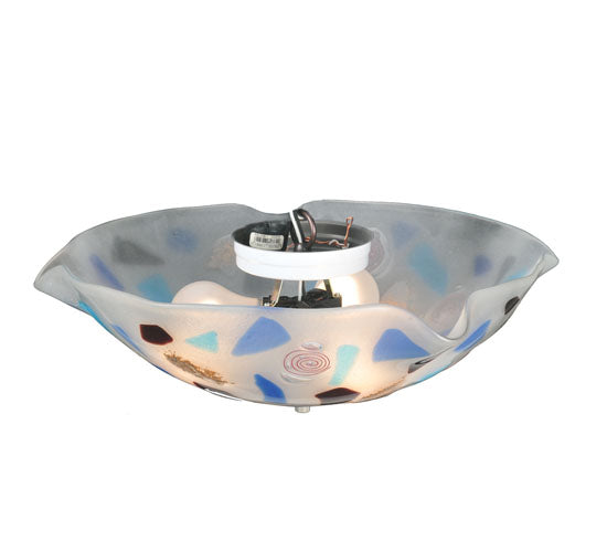 Meyda Lighting Organic Festival 18" 3-Light White Flush Mount Light With Multi-Colored Shade Glass