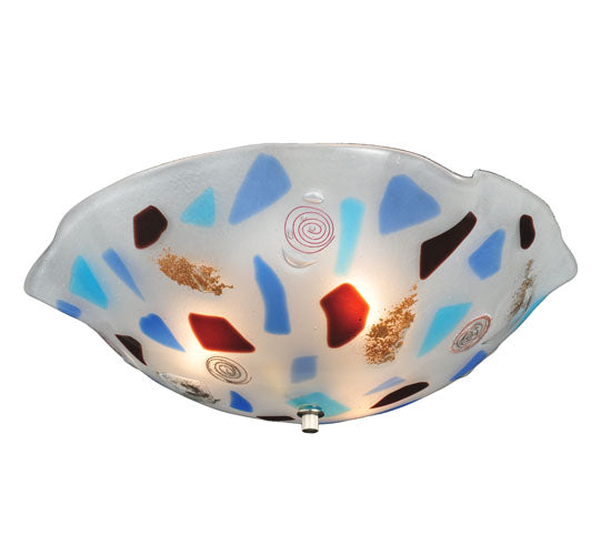 Meyda Lighting Organic Festival 18" 3-Light White Flush Mount Light With Multi-Colored Shade Glass