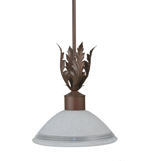 Meyda Lighting Orleans 12" Rusty Nail Pendant Light With White Scalvo Shade Glass
