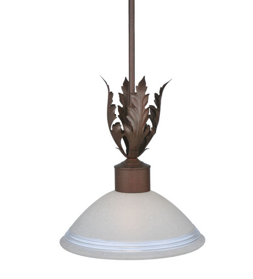 Meyda Lighting Orleans 12" Rusty Nail Pendant Light With White Scalvo Shade Glass