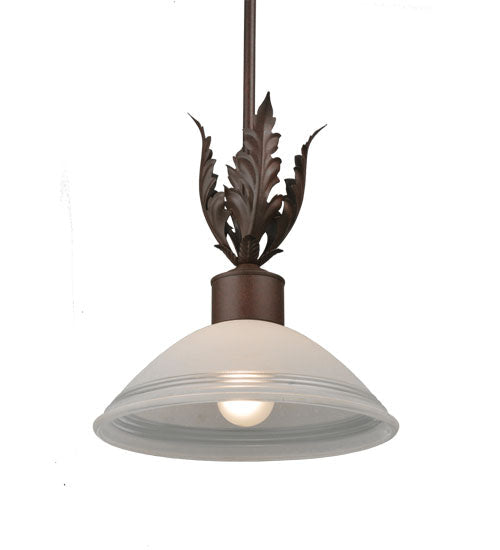 Meyda Lighting Orleans 12" Rusty Nail Pendant Light With White Scalvo Shade Glass