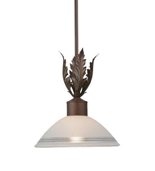Meyda Lighting Orleans 12" Rusty Nail Pendant Light With White Scalvo Shade Glass