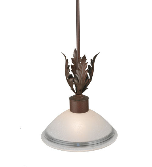 Meyda Lighting Orleans 12" Rusty Nail Pendant Light With White Scalvo Shade Glass