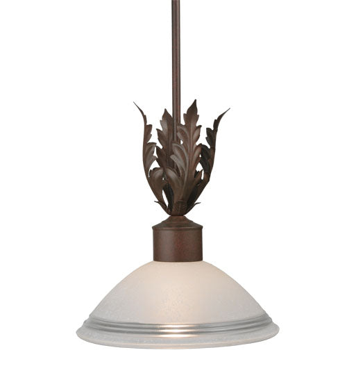 Meyda Lighting Orleans 12" Rusty Nail Pendant Light With White Scalvo Shade Glass