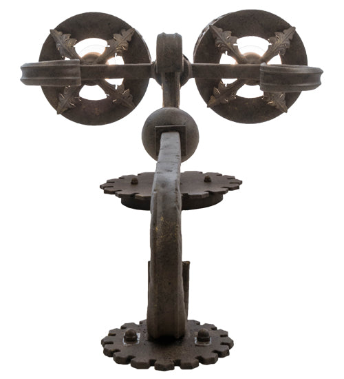 Meyda Lighting Oskar 16" 2-Light Antiquity Wall Sconce With Silver Mica Shade Glass