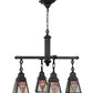 Meyda Lighting Otero 24" 4-Light Mahogany Bronze Mission Chandelier With White Beige and Red Shade Glass