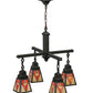 Meyda Lighting Otero 24" 4-Light Mahogany Bronze Mission Chandelier With White Beige and Red Shade Glass