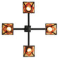 Meyda Lighting Otero 24" 4-Light Mahogany Bronze Mission Chandelier With White Beige and Red Shade Glass
