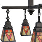Meyda Lighting Otero 24" 4-Light Mahogany Bronze Mission Chandelier With White Beige and Red Shade Glass