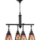 Meyda Lighting Otero 24" 4-Light Mahogany Bronze Mission Chandelier With White Beige and Red Shade Glass