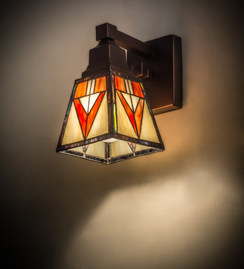 Meyda Lighting Otero 5" Mahogany Bronze Wall Sconce With Multi-Colored Shade Glass