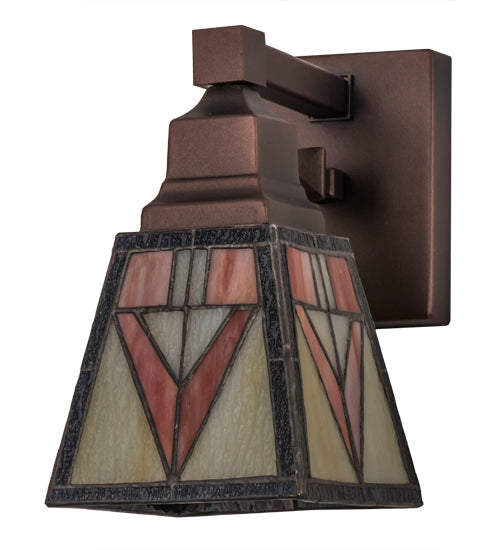 Meyda Lighting Otero 5" Mahogany Bronze Wall Sconce With Multi-Colored Shade Glass