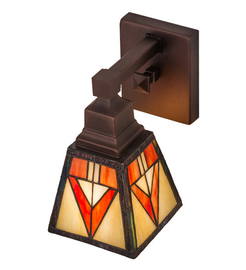 Meyda Lighting Otero 5" Mahogany Bronze Wall Sconce With Multi-Colored Shade Glass