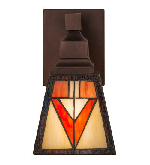 Meyda Lighting Otero 5" Mahogany Bronze Wall Sconce With Multi-Colored Shade Glass