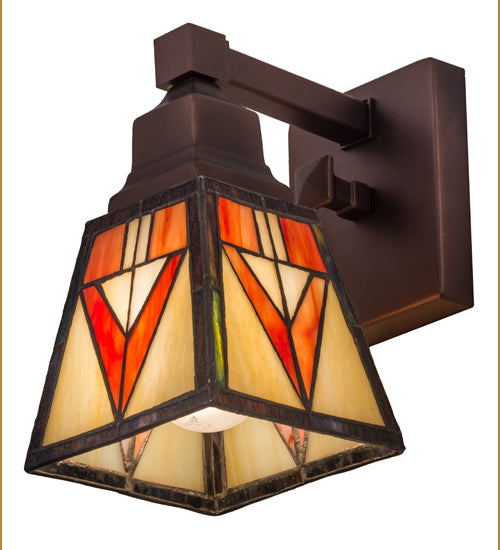 Meyda Lighting Otero 5" Mahogany Bronze Wall Sconce With Multi-Colored Shade Glass