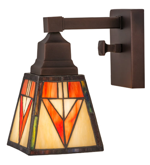 Meyda Lighting Otero 5" Mahogany Bronze Wall Sconce With Multi-Colored Shade Glass